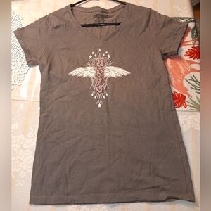 Ed Hardy Charcoal Tee with Winged Graphic